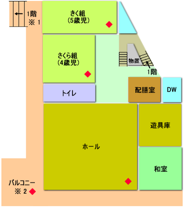 施設２階部分の見取り図