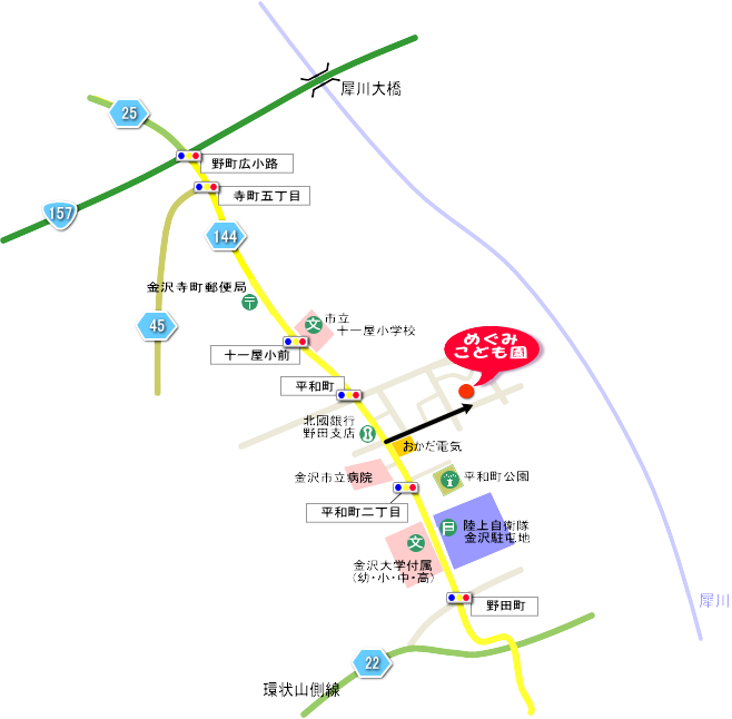 めぐみ保育園への案内地図です